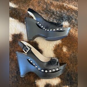 MK Studded Slingback Wedge